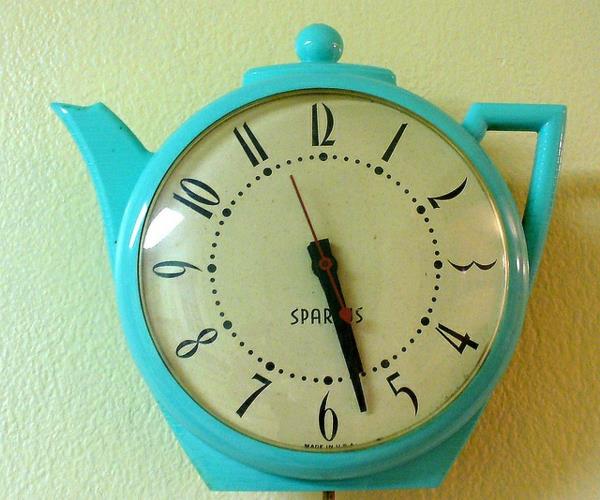 ρολόι κουζίνας ρολόι τοίχου κουζίνα τσαγιέρα μπλε