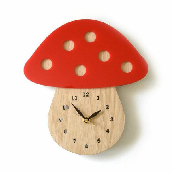 ρολόγια κουζίνας ξύλινο μανιτάρι παιδικό παιχνιδιάρικο σχέδιο