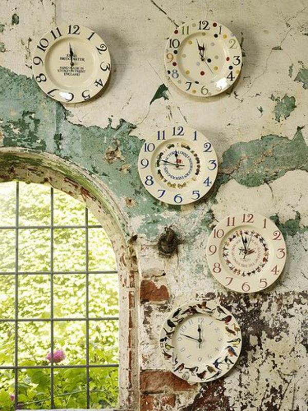 ρολόγια κουζίνας τοίχο πιάτο ρουστίκ vintage