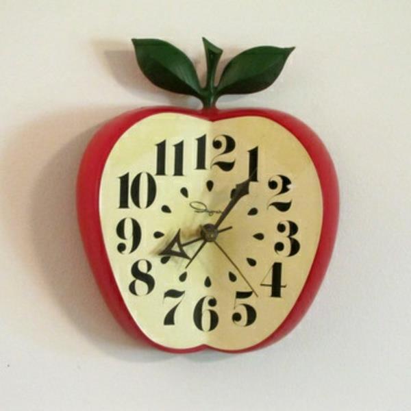 ρολόγια τοίχου κουζίνας σχήμα μήλου μοντέρνα ρολόγια κουζίνας