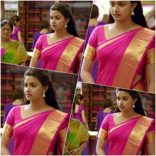 Keerthi Suresh Pembe Saree