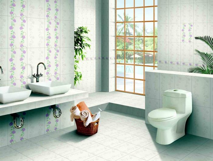κεραμικά πλακάκια ιδέες μπάνιου πλακάκια μπάνιου φυτά floral μοτίβα