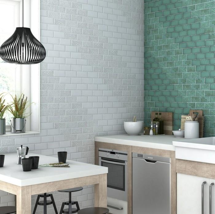 κεραμικά πλακάκια πλακάκια τοίχου κουζίνα λευκό πράσινο κρεμαστό φωτιστικό