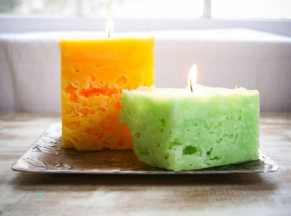 λαμπάδες κεριά αρωματικά κεριά πράσινο πορτοκαλί