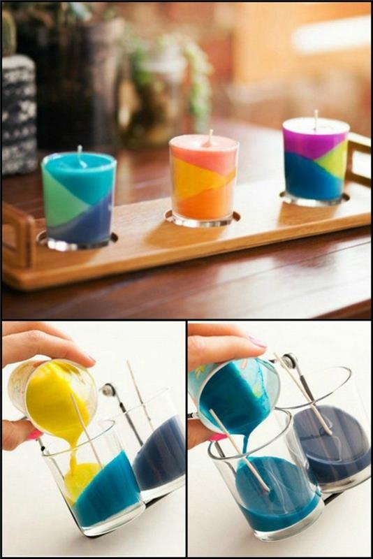 φτιάξτε μόνοι σας κεριά diy ιδέες χρώμα
