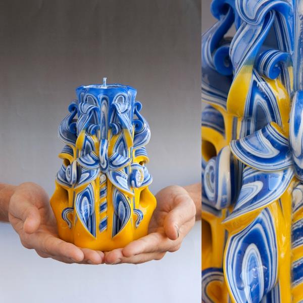 φτιάξτε μόνοι σας κεριά λαξευμένο κερί μπλε κίτρινο
