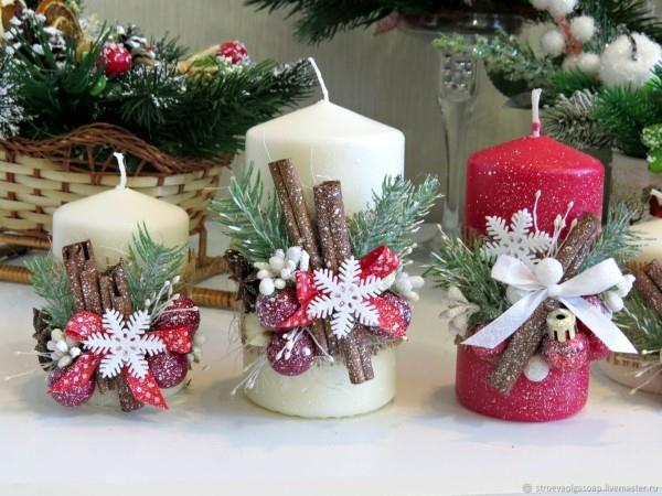κεριά Χριστούγεννα τρεις ιδέες διακόσμησης κεριών