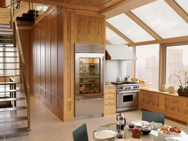 γυάλινες πόρτες ιδέες ξύλινα έπιπλα σχεδιασμού κουζίνας