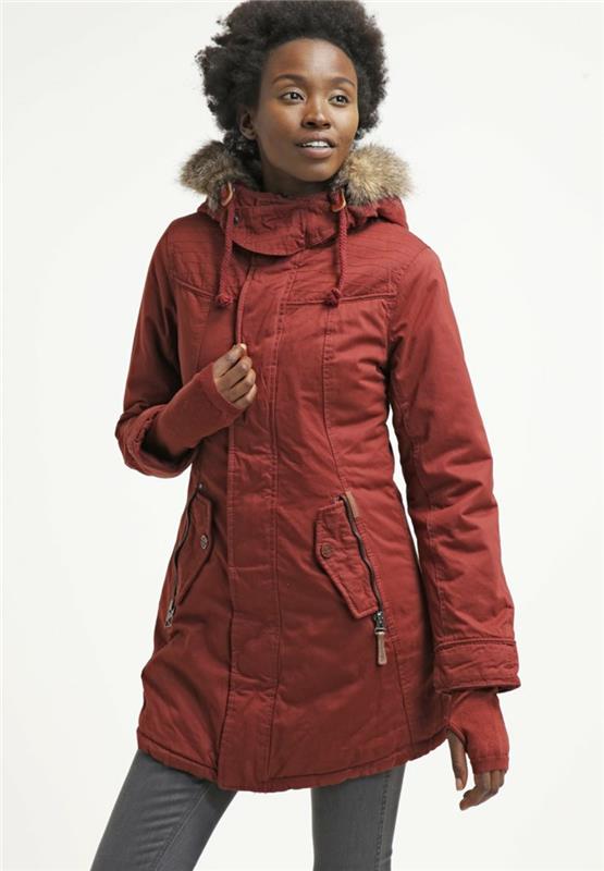 khujo χειμερινό παλτό κόκκινο χειμερινό μπουφάν parka ester