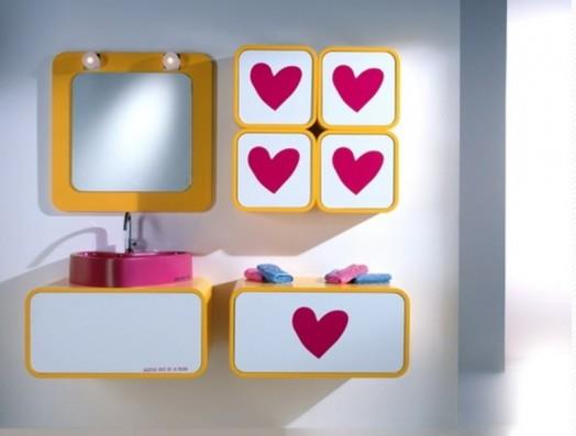 παιδικά μπάνια εσωτερικοί χώροι ροζ καρδιές ντεκό