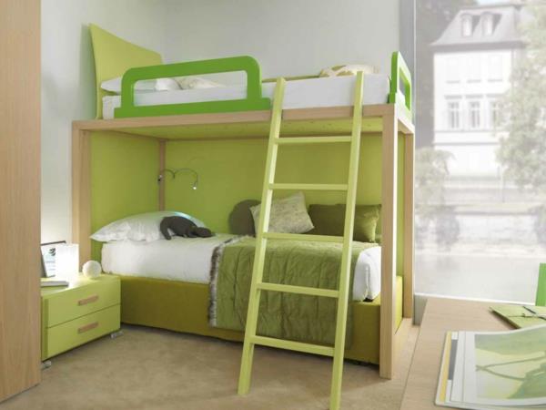 παιδιά-κουκέτα-κρεβάτι-εικόνες-νεανικό-δωμάτιο-μωρό-γρασίδι-πράσινο