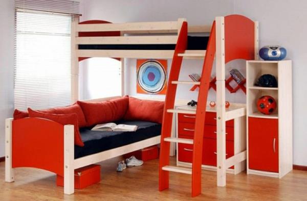 παιδική-κουκέτα-κρεβάτι-εικόνες-νεανικό-δωμάτιο-μωρό-κόκκινο-γυαλιστερό