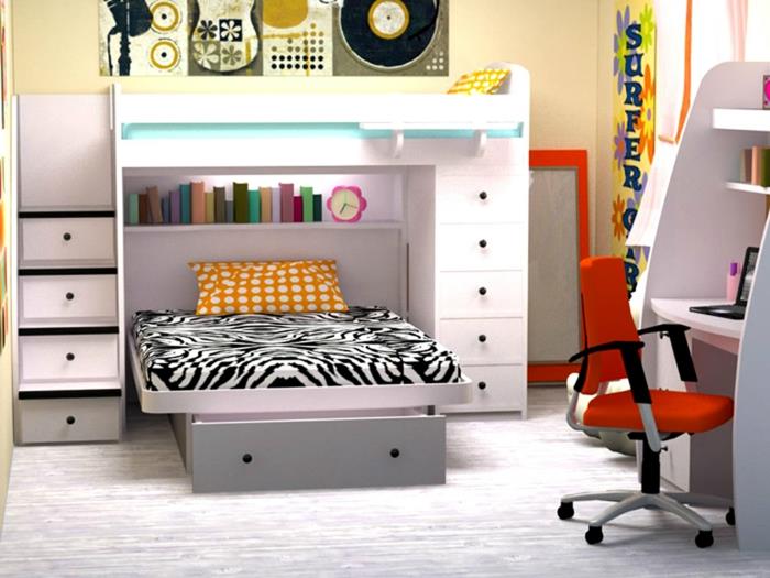 παιδικά κρεβάτια λειτουργικός σχεδιασμός αποθηκευτικός χώρος συρτάρια μικρό παιδικό δωμάτιο