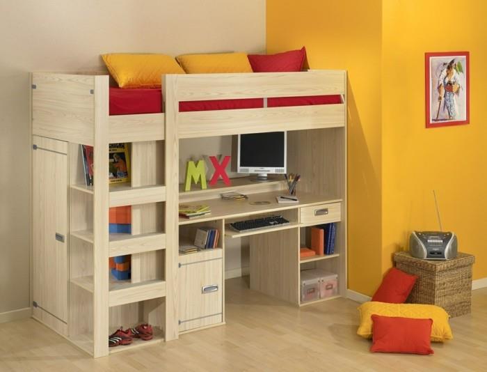 παιδική σοφίτα κρεβάτι ντουλάπα ντουλάπα ράφια αποθηκευτικός χώρος