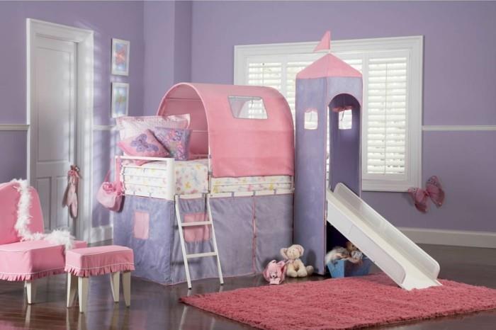 παιδικό κρεβάτι στη σοφίτα με ιδέες με ροζ χαλί