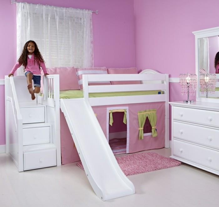 παιδικό κρεβάτι σοφίτας δωμάτιο κορίτσι που έχει συσταθεί κρεβάτι ροζ χρώμα τοίχου