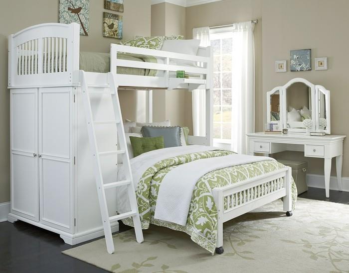 παιδικό κρεβάτι σοφίτας λευκά παιδικά έπιπλα σκάλες floral μοτίβο