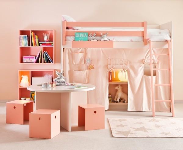 παιδικά κρεβάτια σοφίτας μοντέρνο ροζ χρώμα