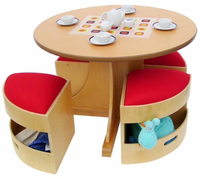 παιδικά σκαμπό σχεδιασμός χώρος αποθήκευσης στρογγυλό τραπέζι
