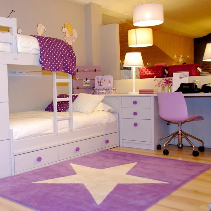 παιδικό χαλί μοβ αστέρι πατάρι γραφείο κρεβατιού