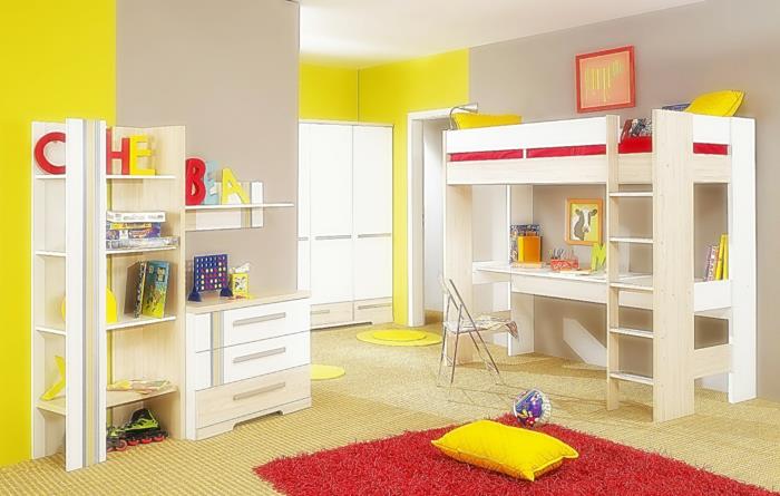 παιδικό χαλί κόκκινο κίτρινο χρώμα παιδικό δωμάτιο