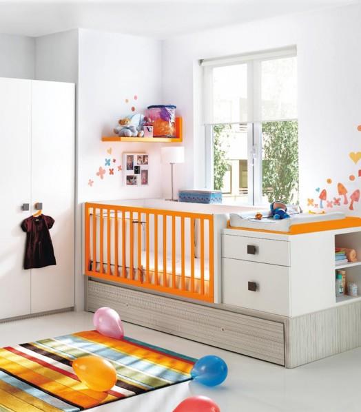 εξοπλισμός παιδικού δωματίου έπιπλα kibuc βρεφικό κρεβάτι πολύχρωμο πορτοκαλί