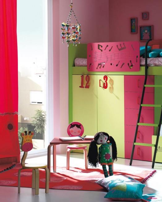 παιδικός εξοπλισμός επίπλων kibuc κρεβάτι κορίτσι πράσινη ροζ κούκλα