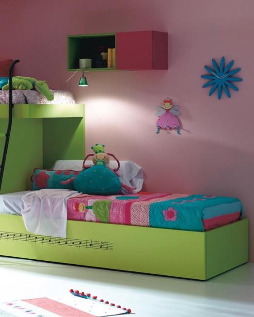 παιδικό εξοπλισμό επίπλων kibuc κρεβάτι κορίτσι πράσινο ροζ
