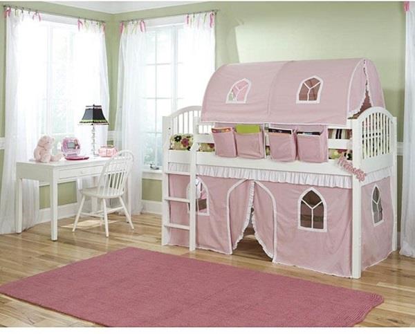 παιδικά δωμάτια κρεβάτια σκηνή κρεβάτι κουκέτες ροζ παιδιά