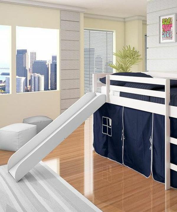 παιδικό δωμάτιο κρεβάτια σκηνή κρεβάτι κουκέτα λευκό μπλε