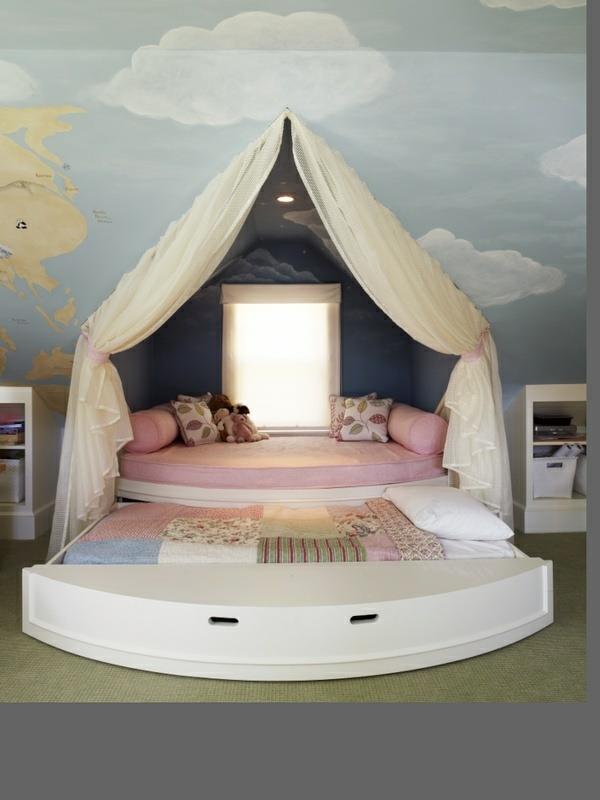 παιδικά δωμάτια κρεβάτια κουρτίνες από σκηνές ρίχνουν μαξιλάρια