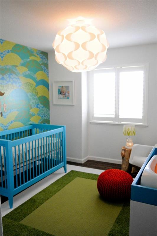 παιδικό δωμάτιο φωτιστικό οροφής φωτογραφία ταπετσαρία βρεφικό λίκνο