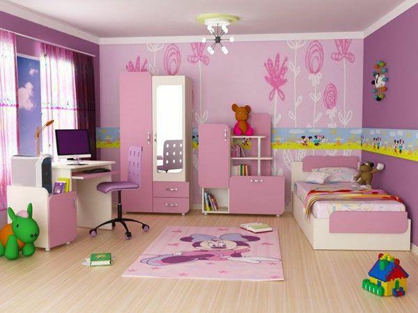 ιδέες σχεδιασμού παιδικού σταθμού για διακόσμηση ροζ κρεβατιού ντουλάπας