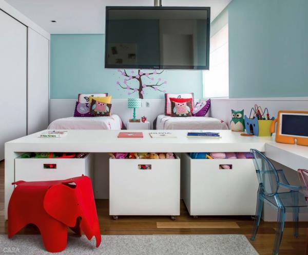 σχεδιασμός παιδικού δωματίου αδέλφια δωμάτιο τοίχου χρώμα εκμάθησης γωνία