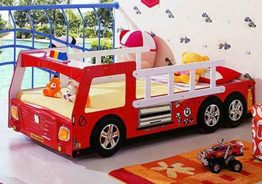παιδικό δωμάτιο σχεδιασμός αγόρι κρεβάτι αυτοκίνητο πυροσβεστικό όχημα