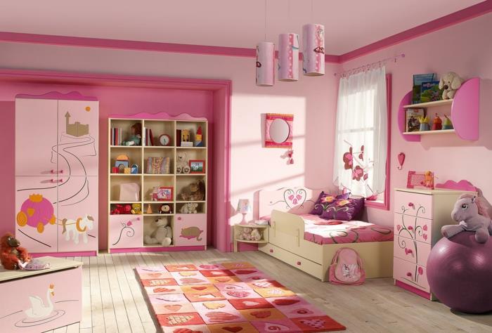 παιδικό δωμάτιο-σχέδιο-ανάγνωση-γωνία-κάθισμα-κουτί-γραφείο-κλειδαριά-πριγκίπισσα-σαν-ροζ