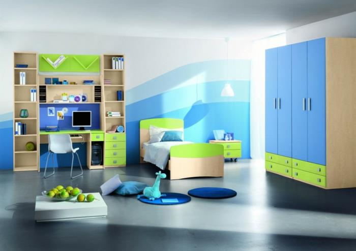 σχεδιασμός επίπλων παιδικού δωματίου πράσινο μπλε