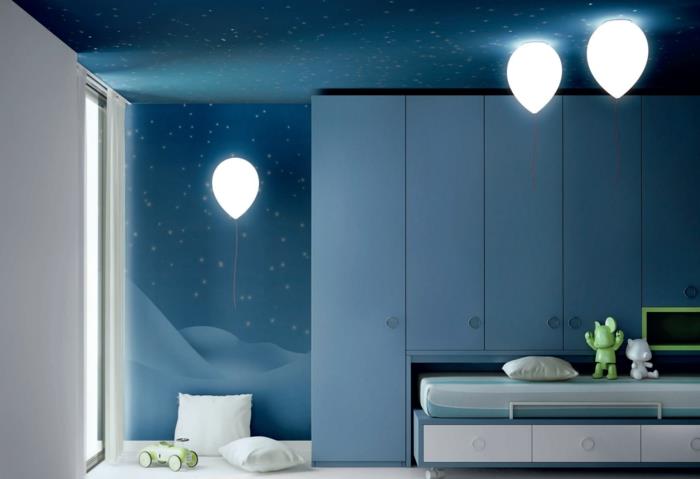 τα παιδικά δωμάτια δημιουργούν υπέροχα φώτα και μπλε εσωτερικούς χώρους