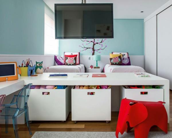 παιδικά δωμάτια δημιουργούν χώρο για δύο κορίτσια
