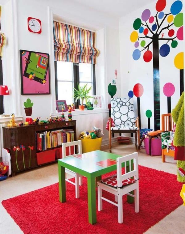 σχεδιασμός παιδικού δωματίου παιδότοπος τοίχος σχεδιασμός αυτοκόλλητων τοίχων πολύχρωμες ιδέες επίπλωσης