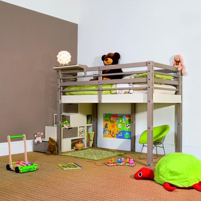 παιδικό δωμάτιο κρεβάτι σοφίτας μοντέρνο λειτουργικό χαλί τοίχου με προφορά