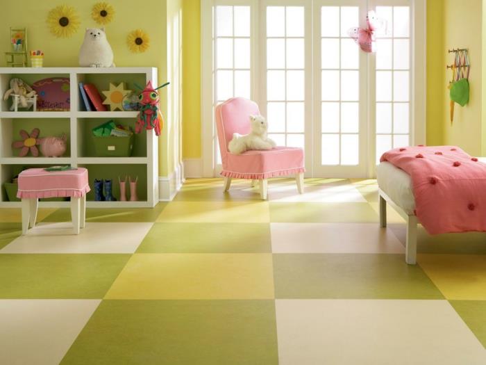ιδέες παιδικού δωματίου πάτωμα κίτρινο χρώμα τοίχου