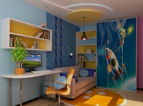 παιδικό δωμάτιο πλήρης διακόσμηση τοίχου ρόκα και αστροναύτης