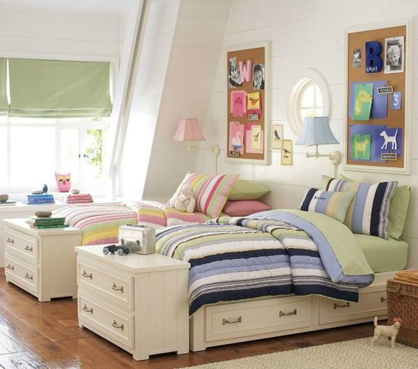Παιδικό δωμάτιο εντελώς λευκά κρεβάτια με αποθηκευτικό χώρο