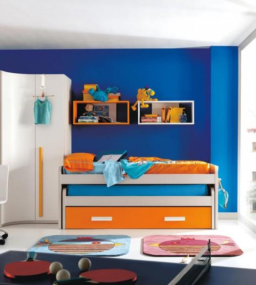έπιπλα παιδικού δωματίου kibuc κρεβάτι μπλε πορτοκαλί τόνους πινγκ -πονγκ