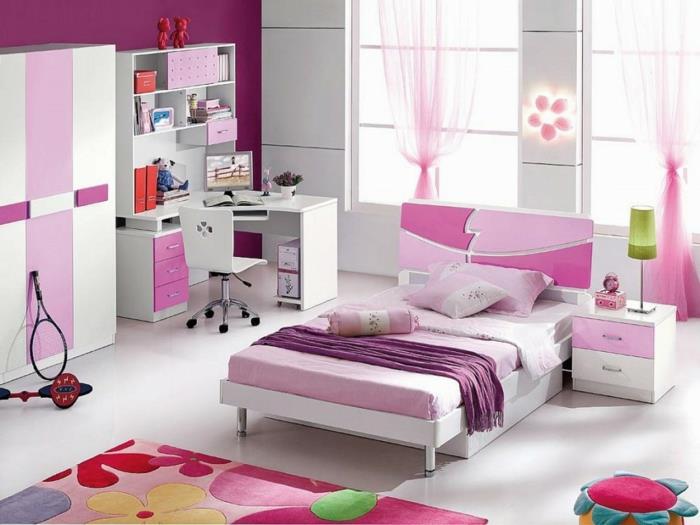 παιδικό χαλί δωμάτιο κοριτσιού λουλουδιών μοτίβο ανοιχτό δάπεδο ροζ τόνους