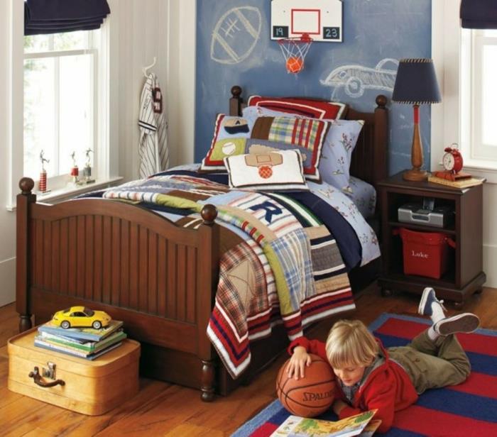 παιδικό δωμάτιο χαλί ρίγες κόκκινο μπλε σχέδιο δωματίου αγοριών
