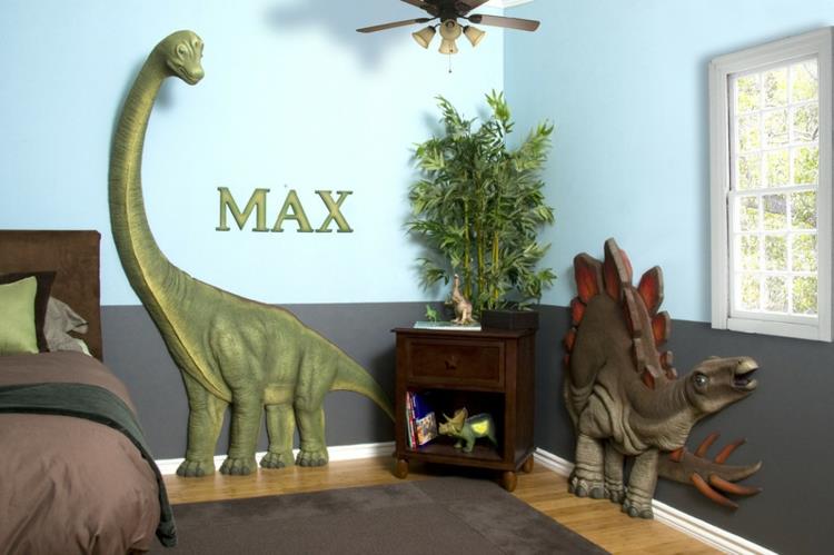 παιδική αίθουσα τοίχου ζωγραφική ιδέες ζώα τρισδιάστατος τοίχος δεινοσαύρων διακοσμούν