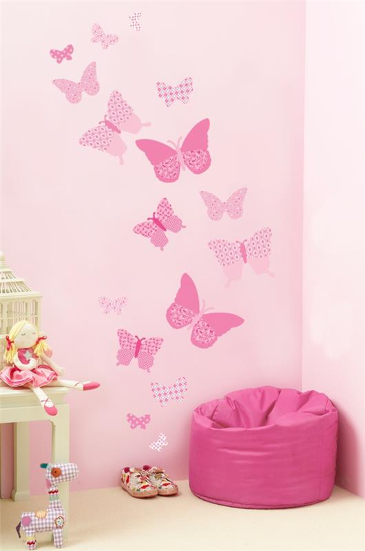 παιδικά δωμάτια αυτοκόλλητα τοίχου ροζ πεταλούδες παιχνίδια