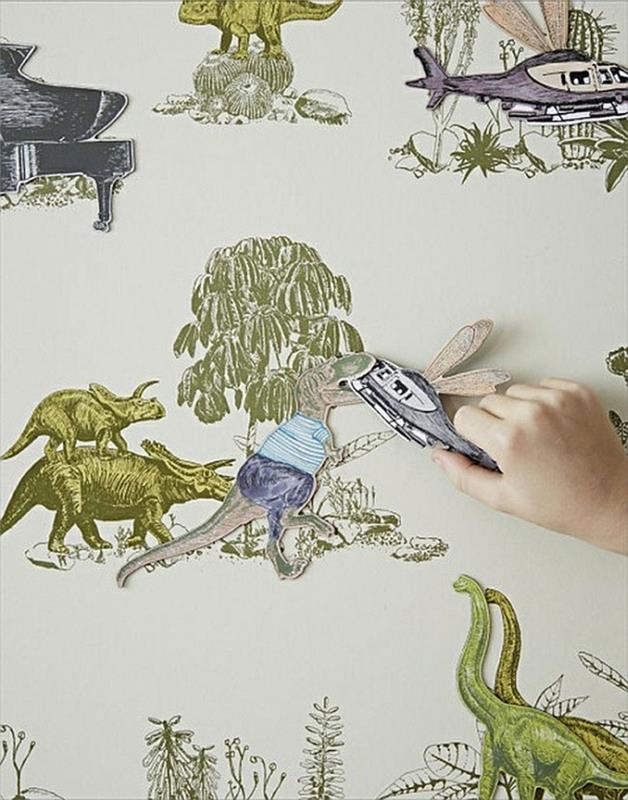 παιδικό δωμάτιο τοιχογραφίες τοίχου εικονογραφήσεις δεινοσαύρων σχεδιασμός τοίχου για παιδιά